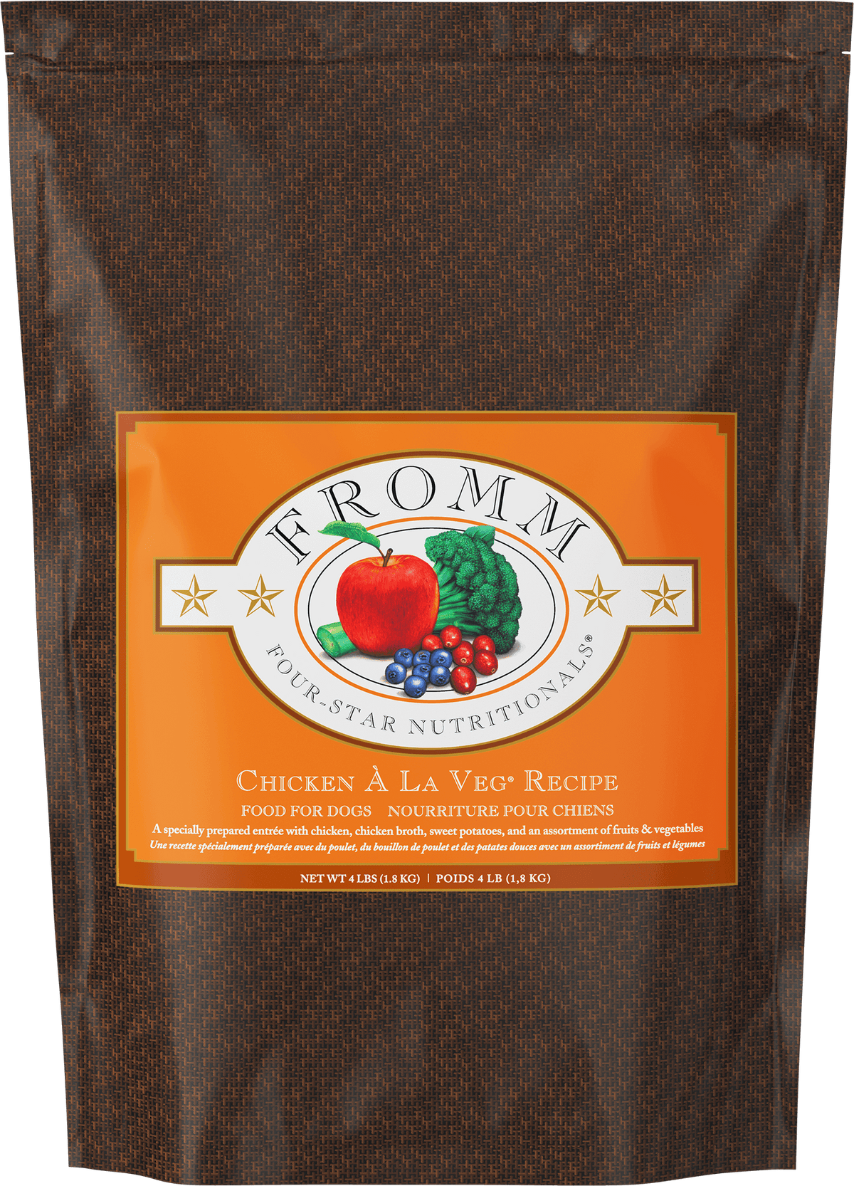 Fromm Four-Star Chicken À La Veg Recipe Dry Dog Food – 4 lb bag (official manufacturer image)