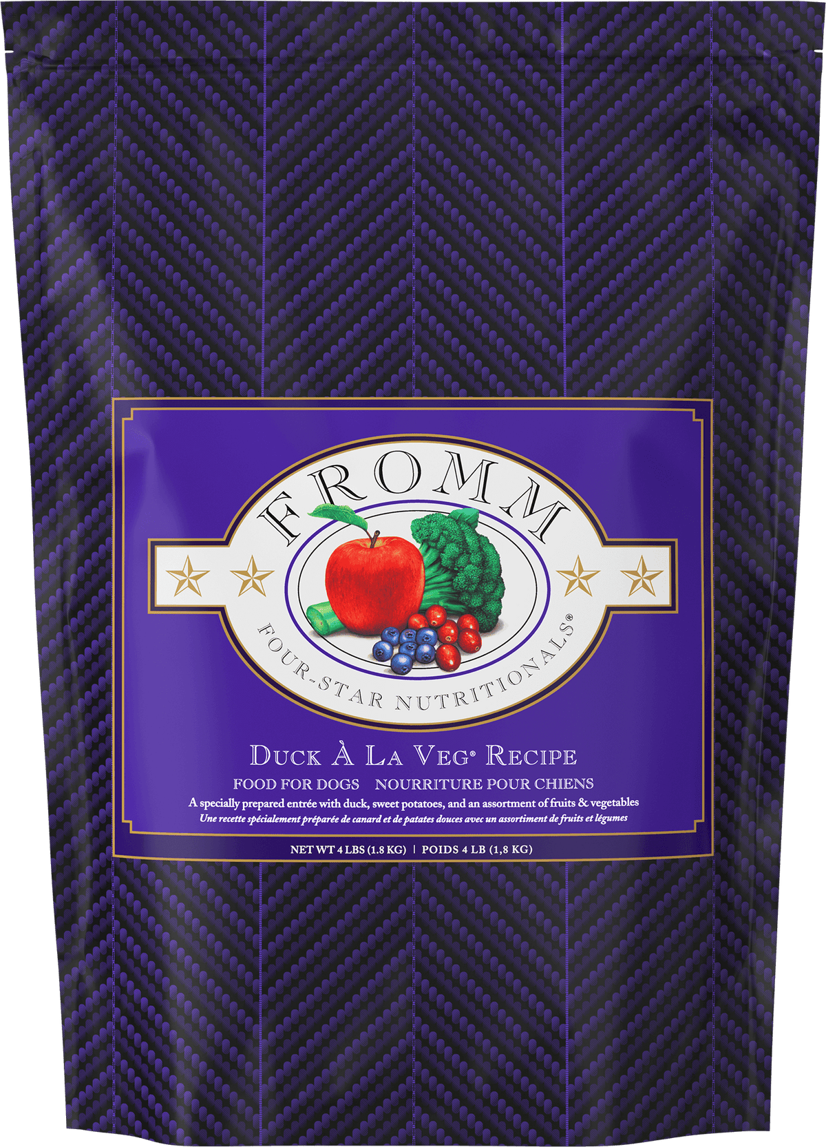 Fromm Four-Star Duck À La Veg Recipe Dry Dog Food – 4 lb bag (official manufacturer image)