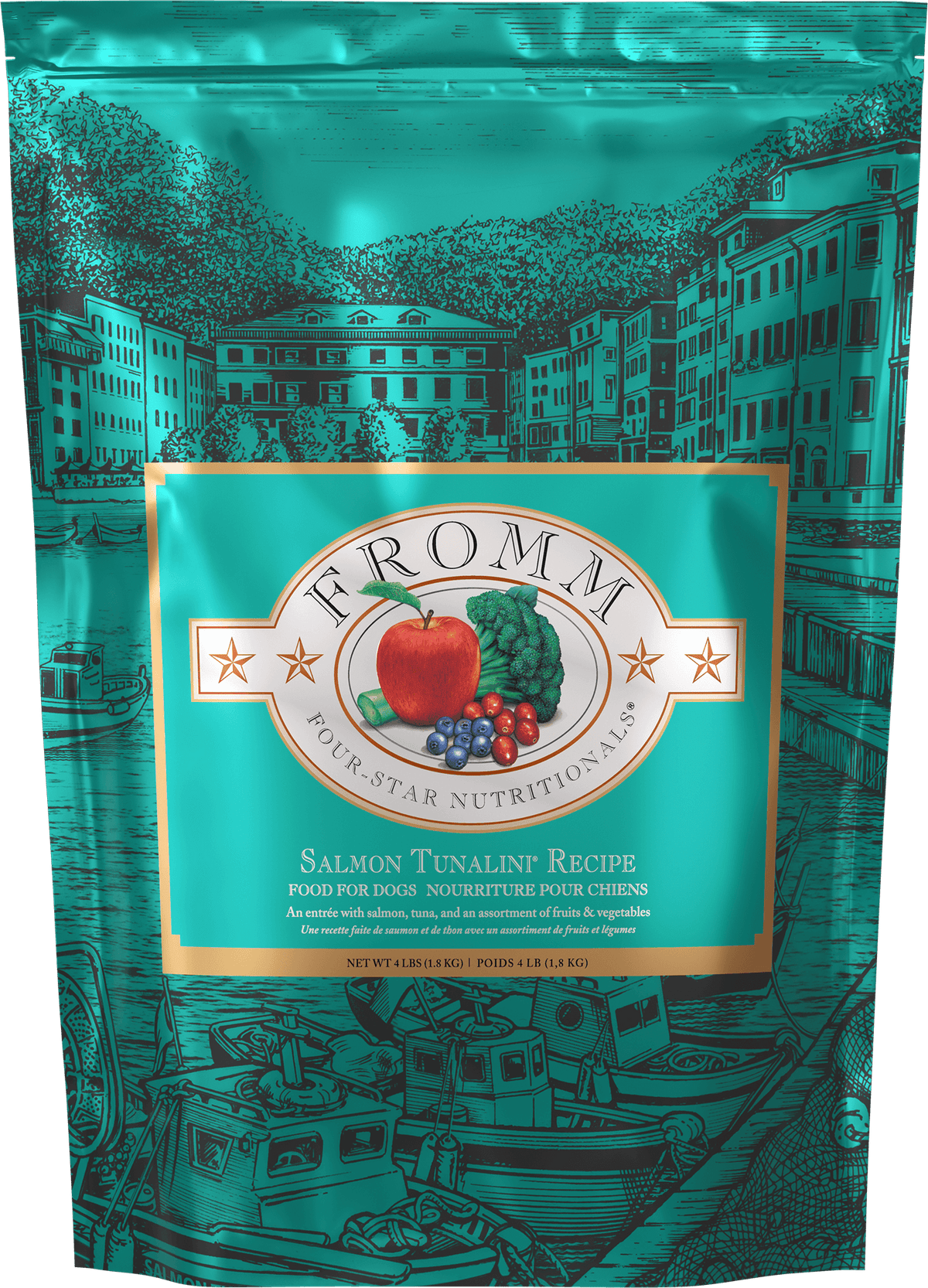 Fromm Four-Star Salmon Tunalini Recipe Dry Dog Food – 4 lb bag (official manufacturer image)