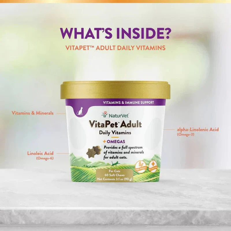 NATURVET Soft Chew VitaPet Omegas 60CT | Cat