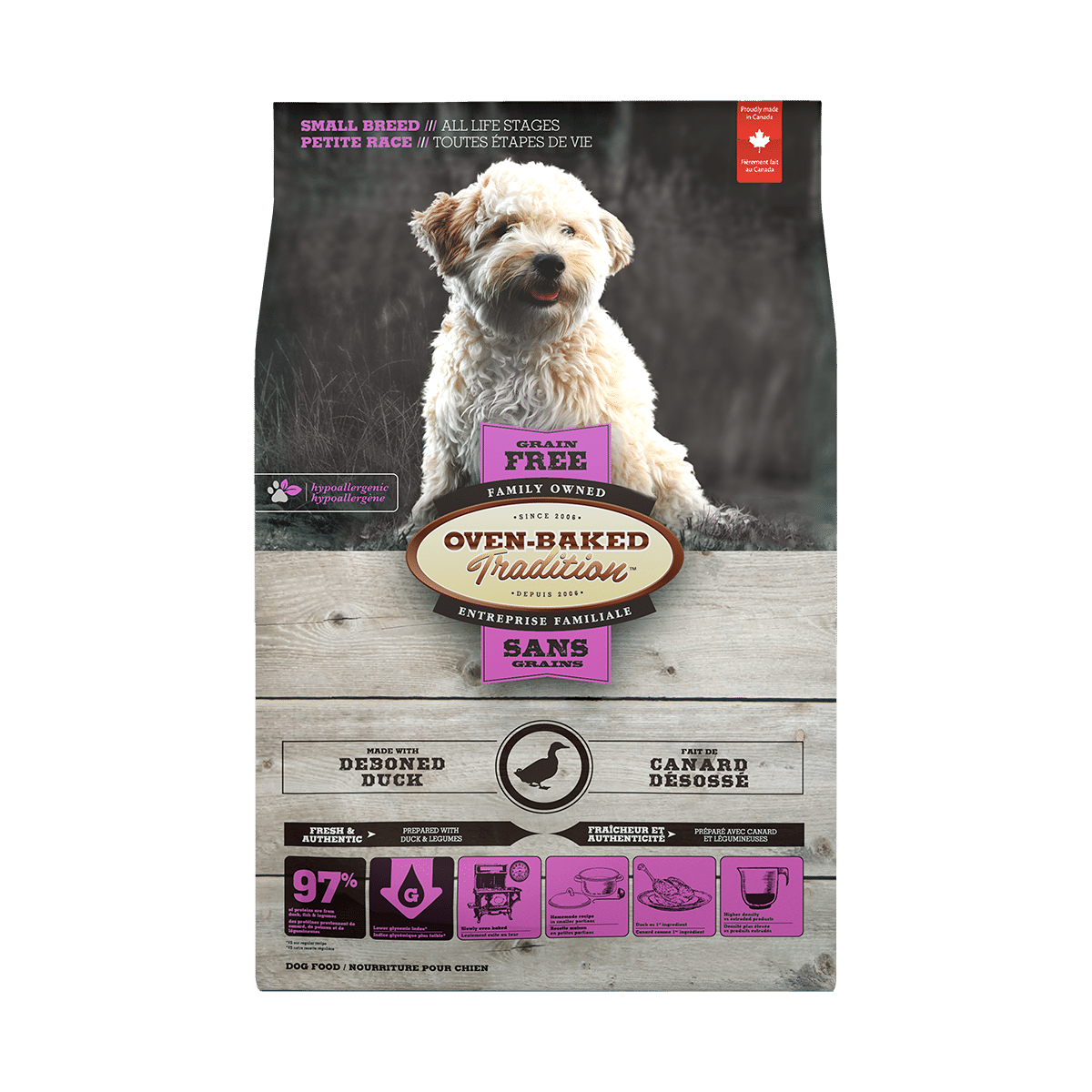 Oven-Baked Tradition Grain-Free Duck Small Breed dog food bag, front