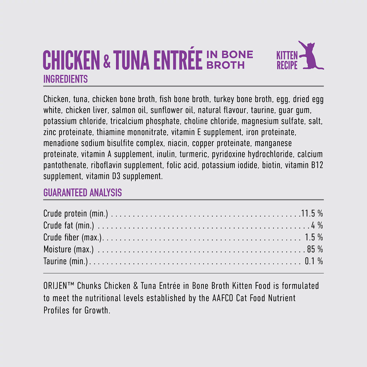 ORIJEN Chunks & Shreds Chicken & Tuna Recipe for Kittens Wet Cat Food – official product image 2