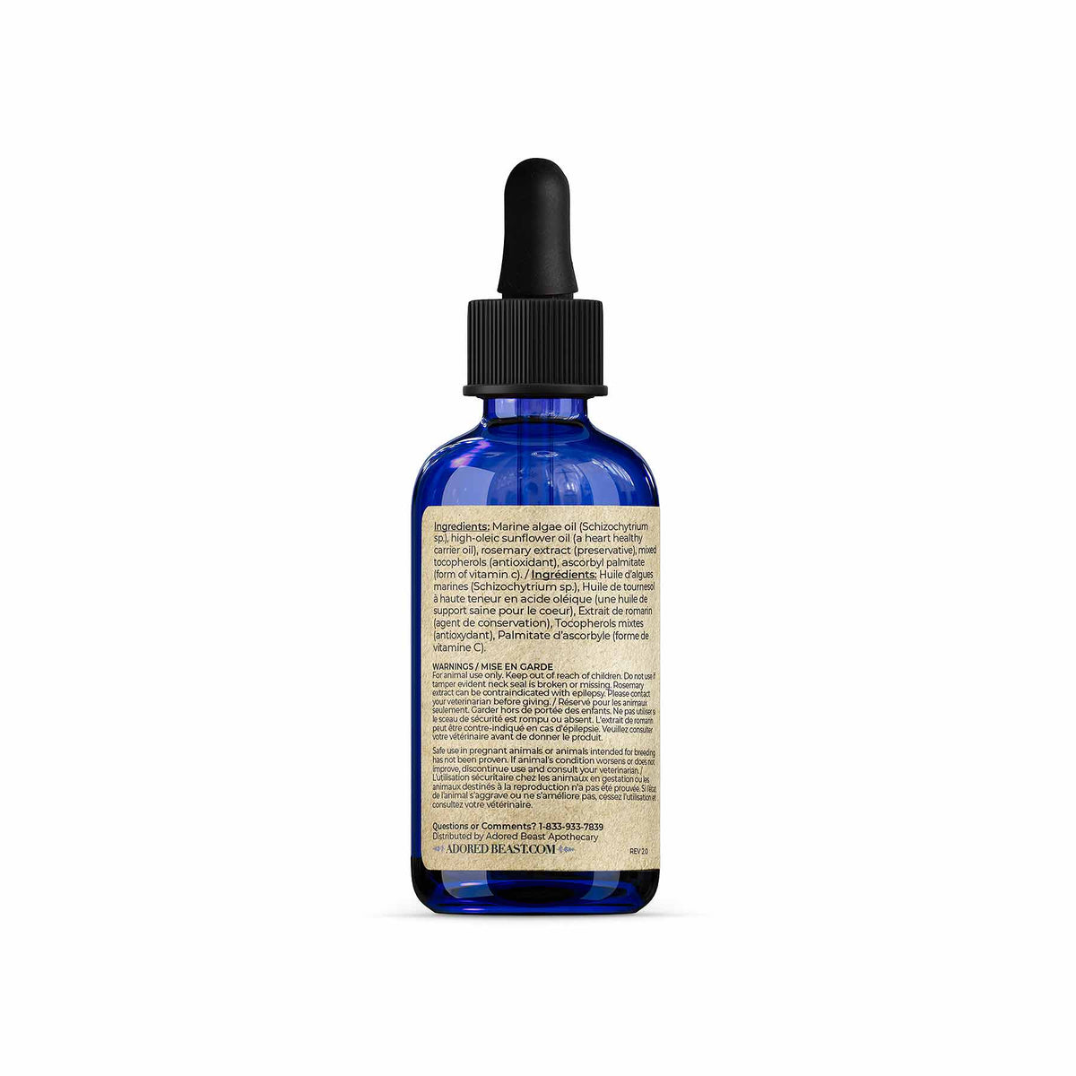 Adored Beast Potent-Sea Omega-3 bottle side label