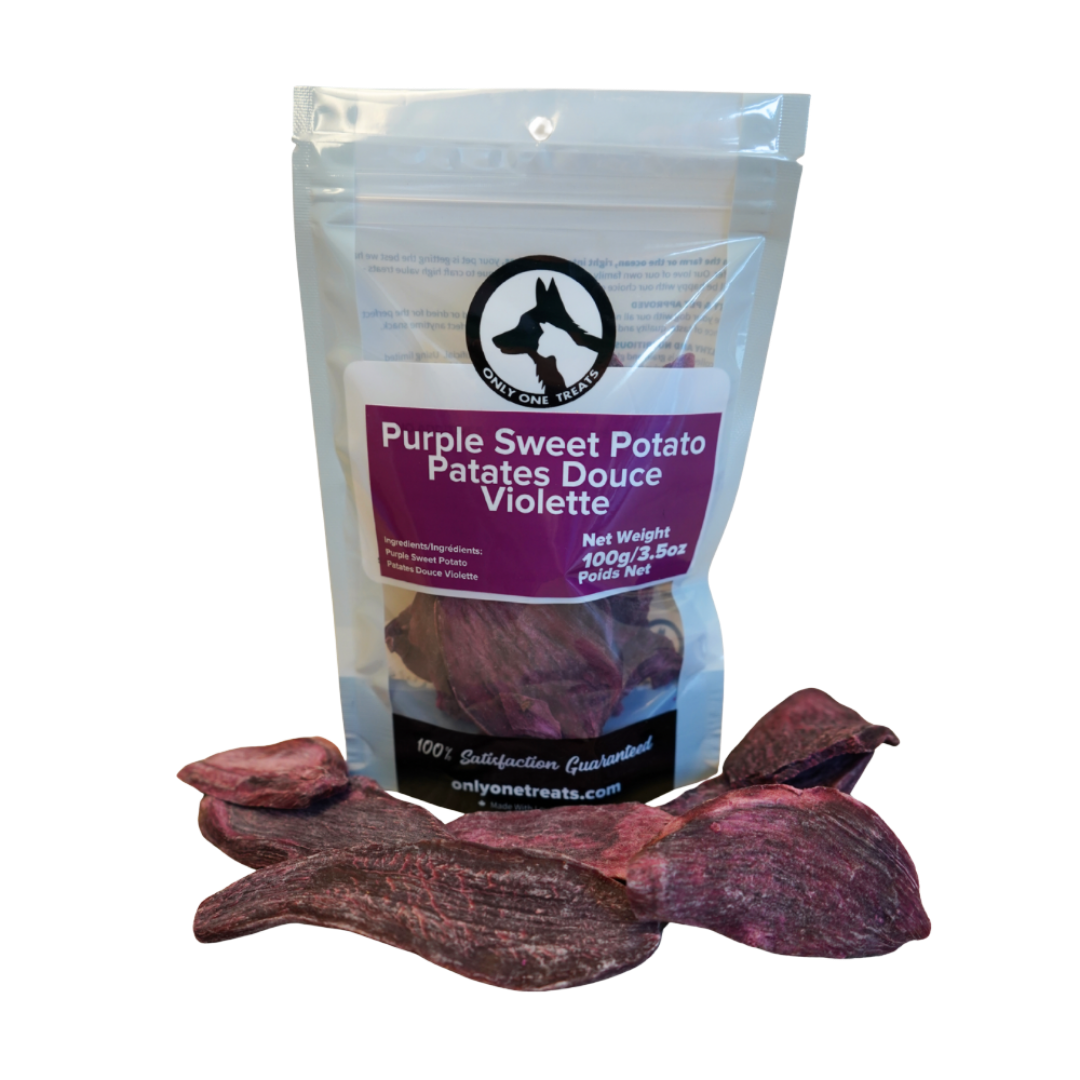 Only One Treats Purple Sweet Potato Slices 100 g front of package