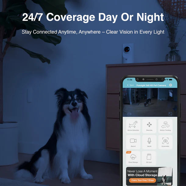 Instachew Purrsight 360° Smart App Pet Camera with Night Vision and 2 Way Audio