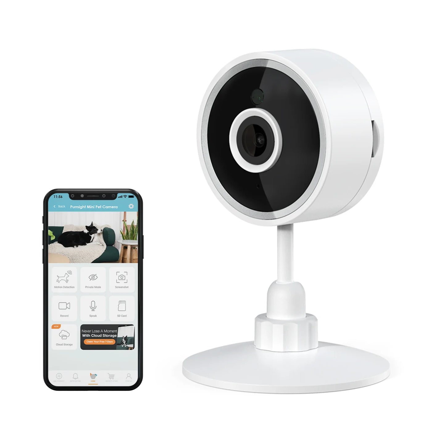 Instachew Purrsight Mini Smart App Enabled Camera with 2 Way Audio for Cats and Dogs