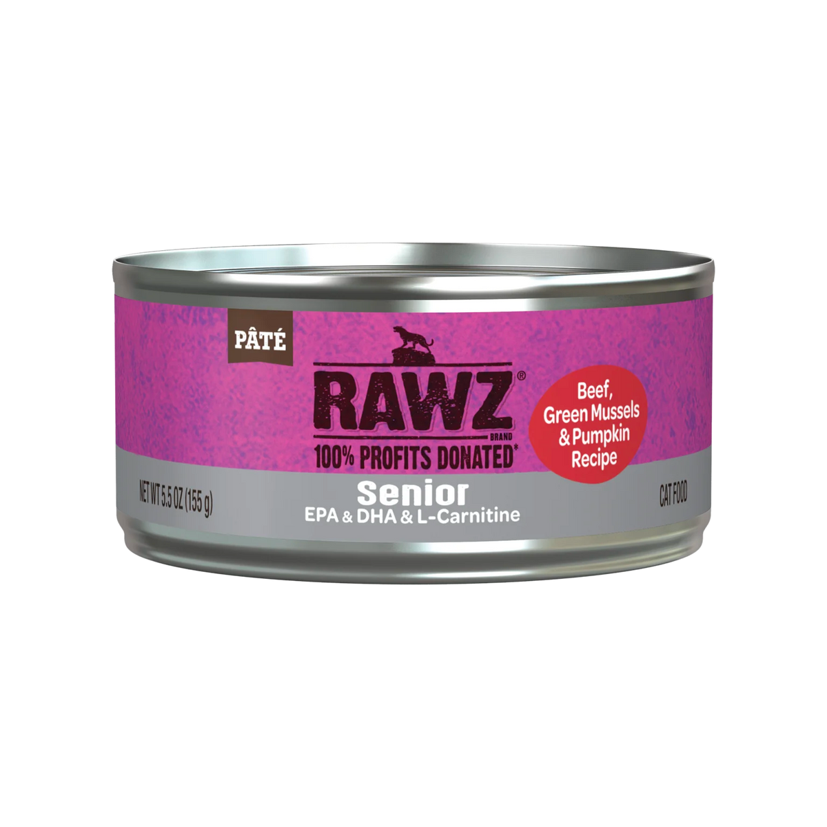 RAWZ Senior Beef, New Zealand Green Mussels & Pumpkin Wet Cat Food – front