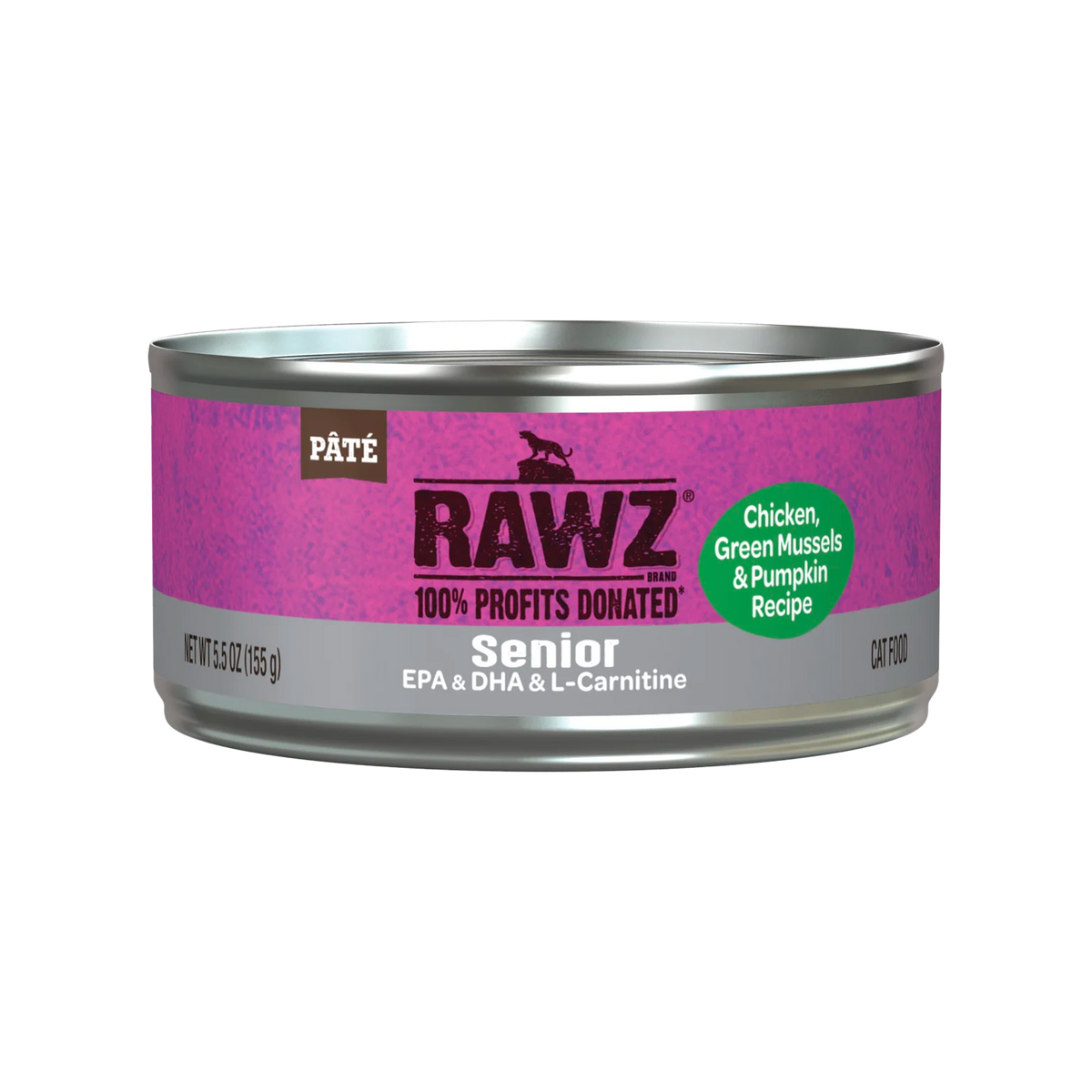 RAWZ Senior Chicken, New Zealand Green Mussels & Pumpkin Wet Cat Food – front