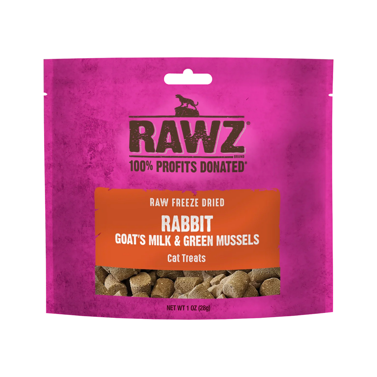 RAWZ Raw Freeze-Dried Rabbit, Goat's Milk & Green Mussels Cat Treats – front