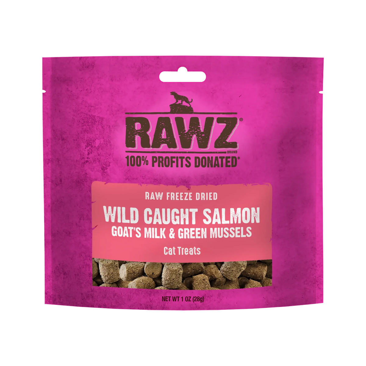 RAWZ Raw Freeze-Dried Wild Caught Salmon, Goat's Milk & Green Mussels Cat Treats – front
