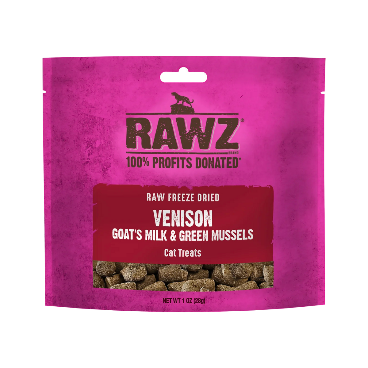 RAWZ Raw Freeze-Dried Venison, Goat's Milk & Green Mussels Cat Treats – front