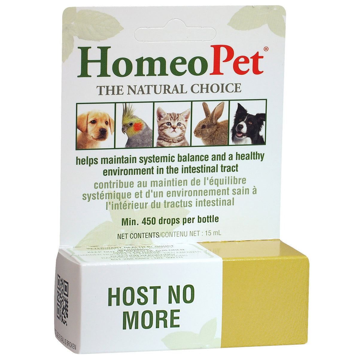 HomeoPet Host No More Homeopathic Intestinal Support for Dogs & Cats – 15 mL