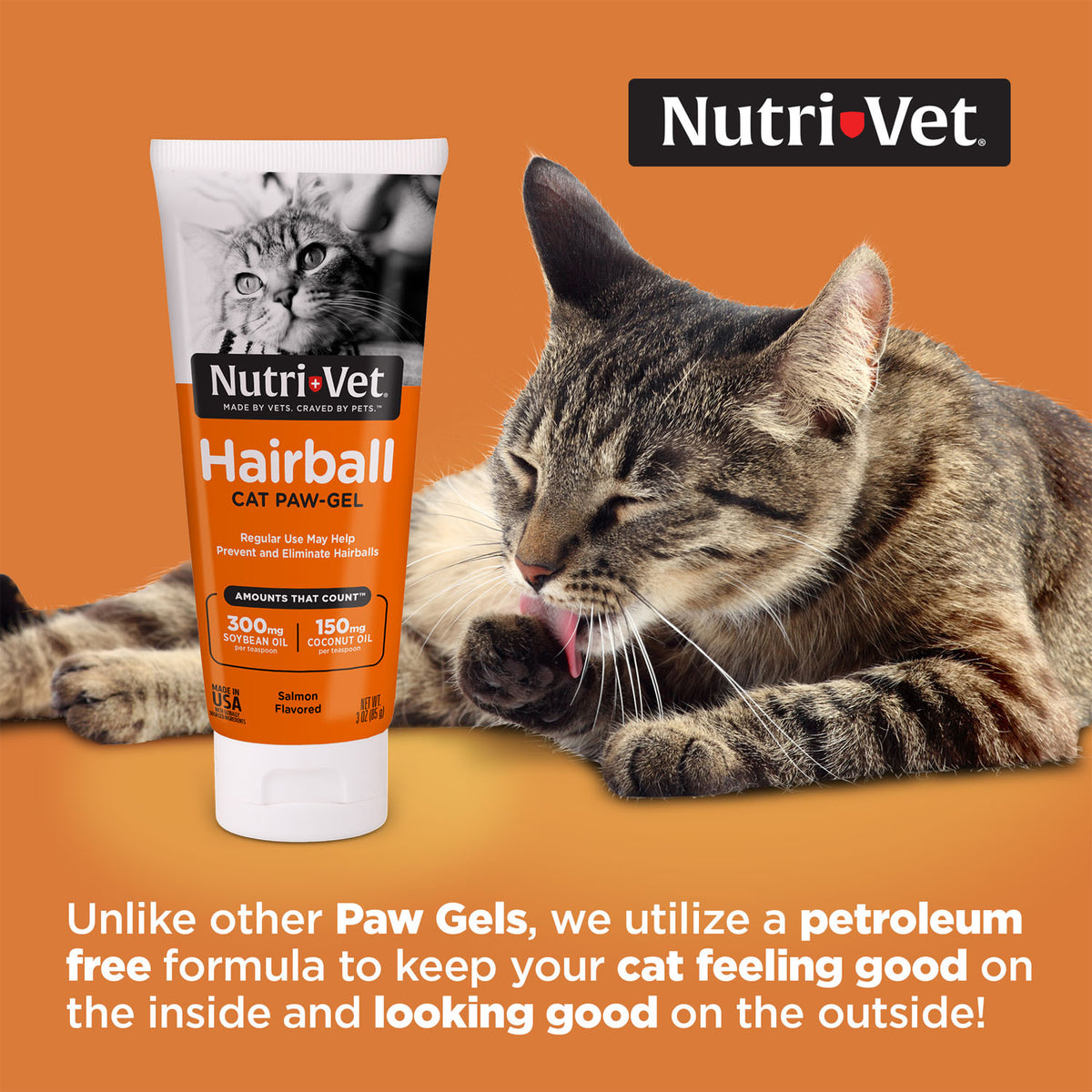 Nutri-Vet Hairball Paw-Gel for Cats Salmon – 3 oz