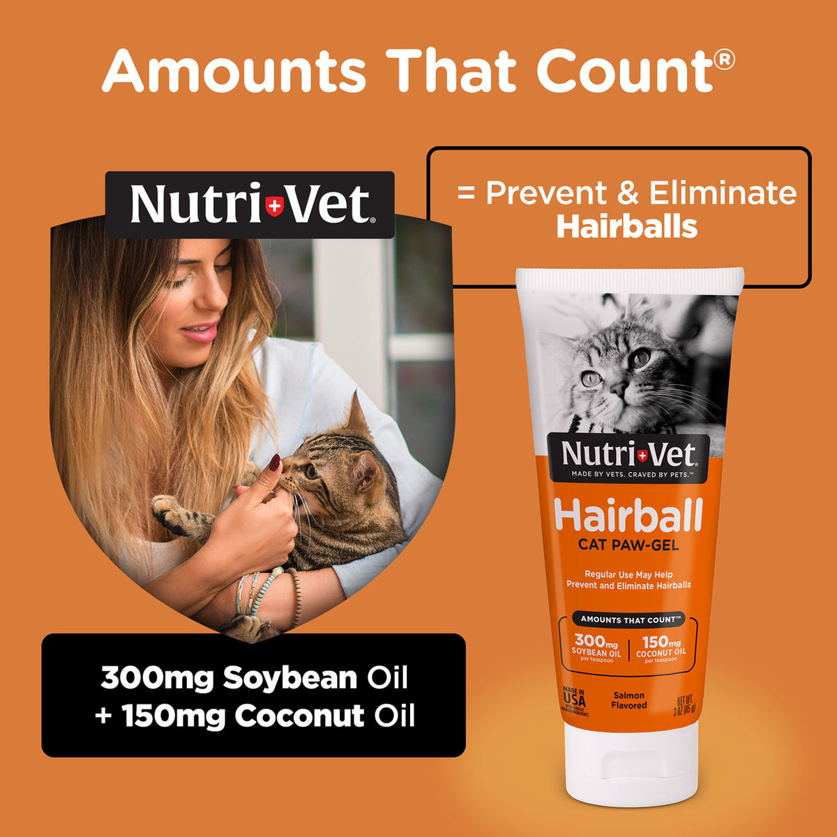 Nutri-Vet Hairball Paw-Gel for Cats Salmon – 3 oz