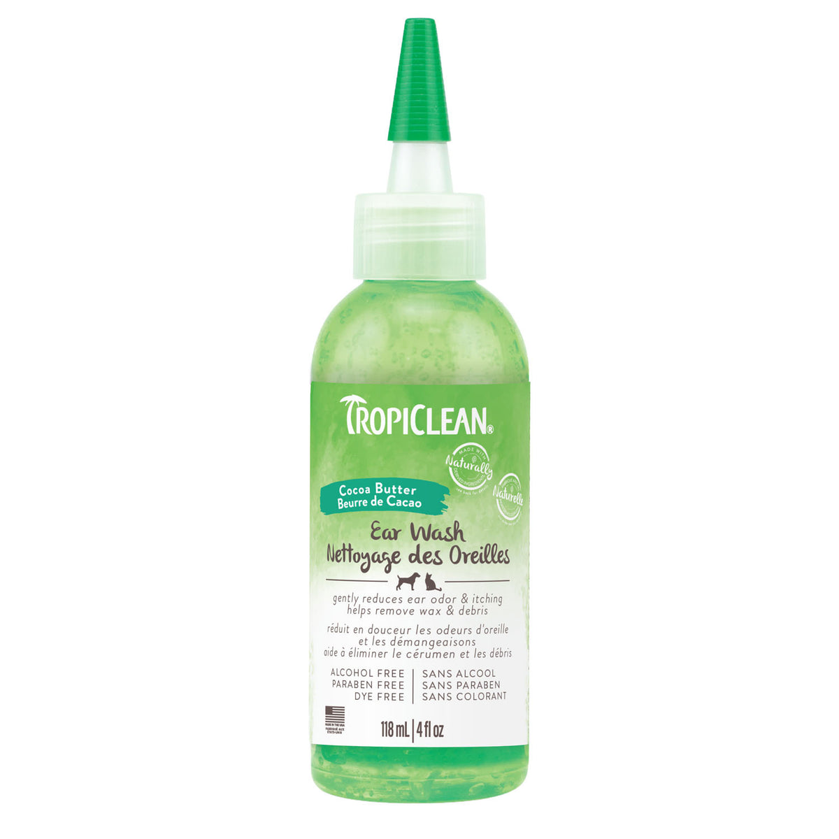 TropiClean Alcohol-Free Ear Wash for Dogs & Cats – 4 fl oz