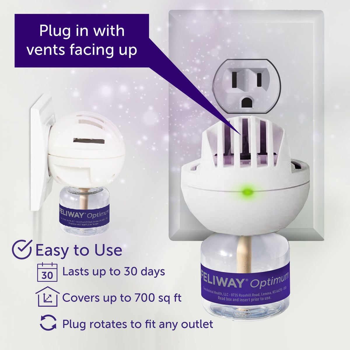 FELIWAY Optimum 30-Day Diffuser Starter Kit for Cats – 48 mL