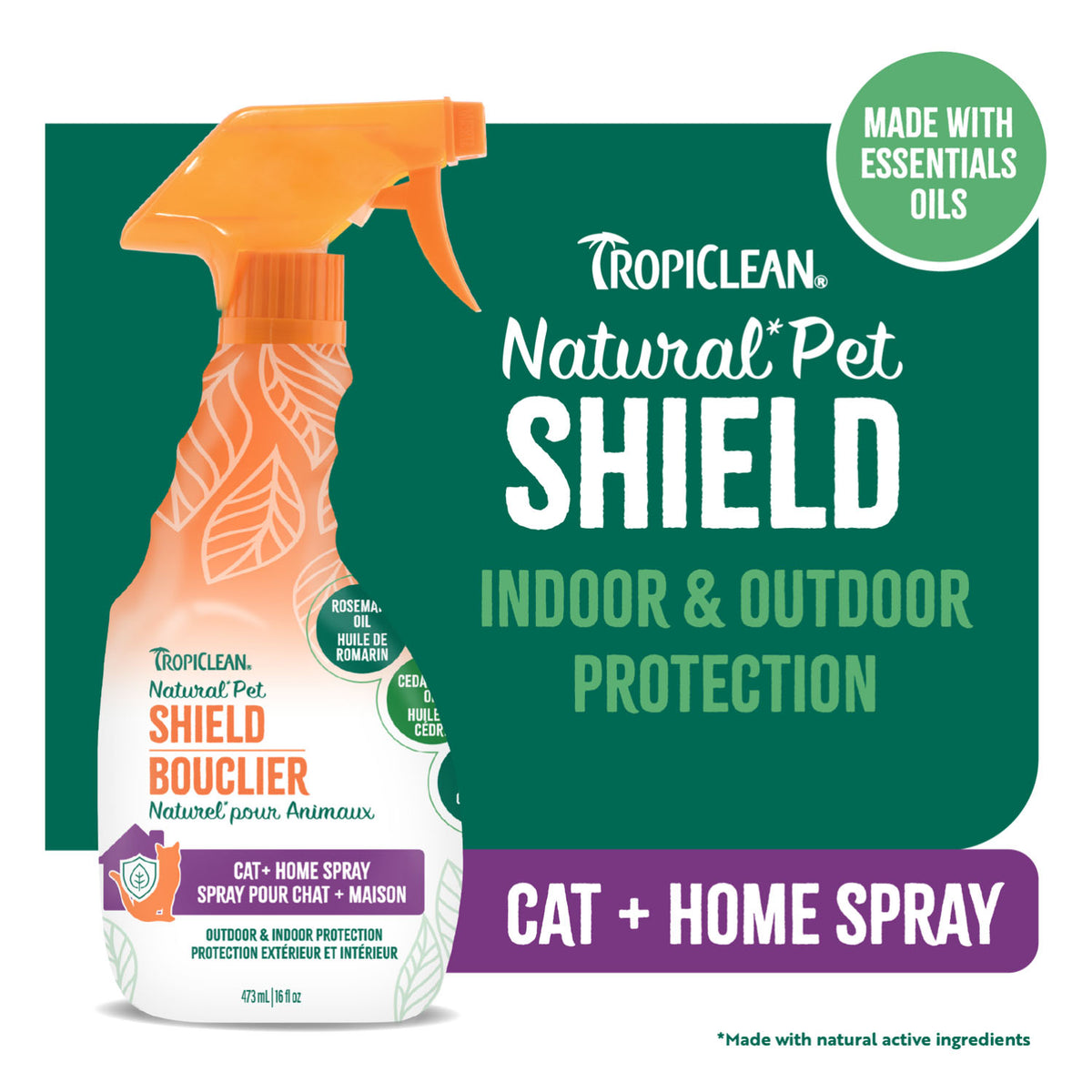 TropiClean Natural Pet Shield Cat + Home Spray – 16 oz