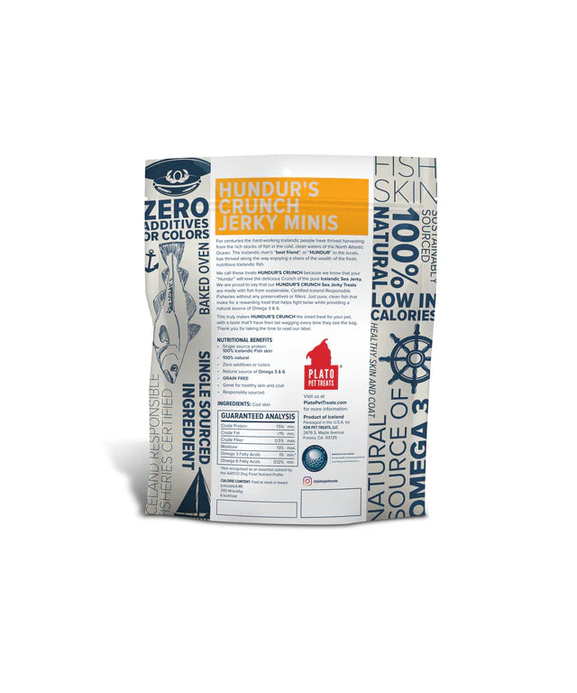 PLATO Hundur's Crunch GF Fish Skin Jerky Mini's 100g
