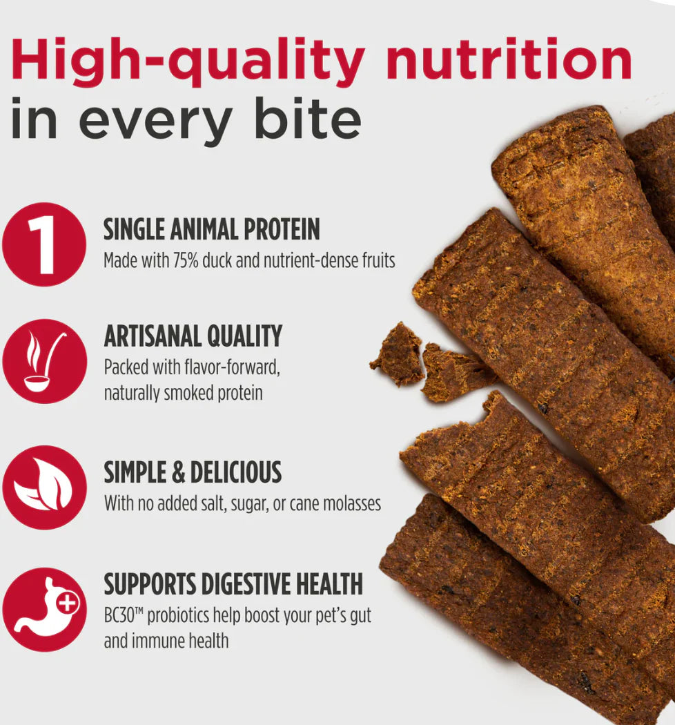 Nulo FreeStyle - Grain-Free Jerky Strips - Duck Recipe with Plums