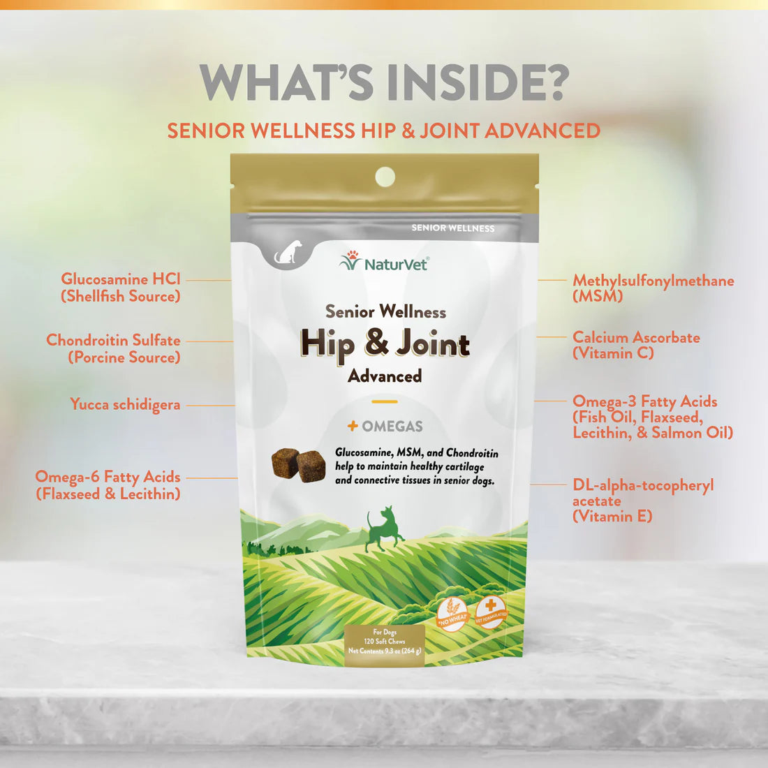 NATURVET Soft Chew Advanced Senior Hip & Joint 120CT