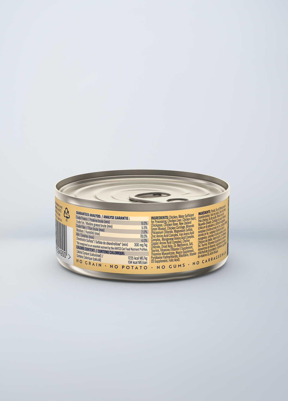 ZIWI Peak Original Chicken Recipe Grain-Free Wet Cat Food – back of pack / nutrition panel (official ZIWI image)