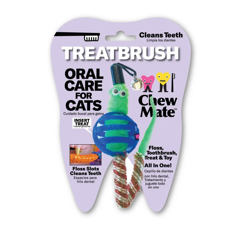 Chew Mate Cat Oral Care Floss & Treat Toothbrush Toy