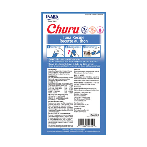 Inaba Churu Tuna Recipe – back of package (official image)