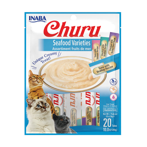 Inaba Churu 20 ct Seafood Variety Pack – front of package (official image)
