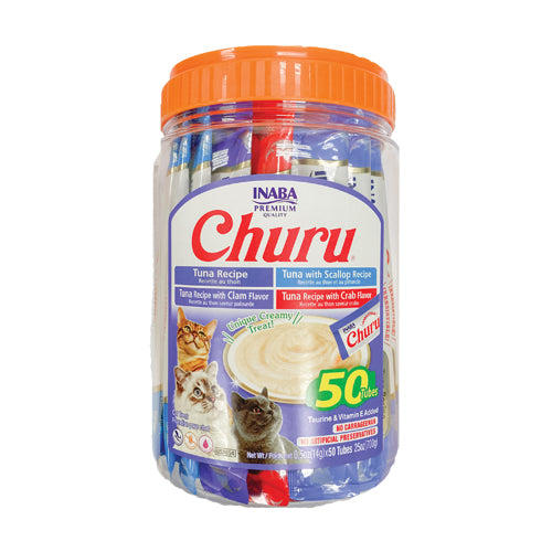 Inaba Churu 50 ct Tuna & Seafood Variety Jar – front of package (official image)