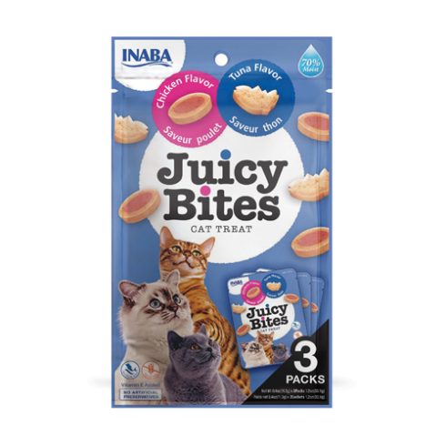 Inaba Juicy Bites Chicken and Tuna Flavors – front of package (official image)