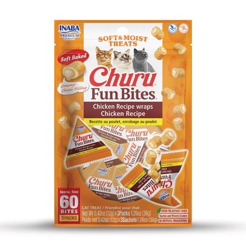 Inaba Churu Fun Bites Chicken Recipe wraps Chicken Recipe – front of package (official image)