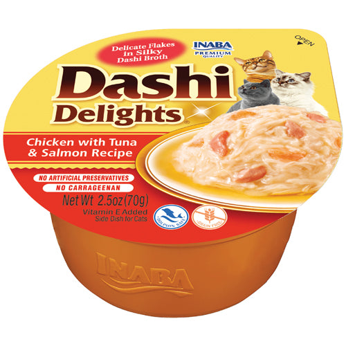 Inaba Dashi Delights Chicken with Tuna & Salmon Recipe – front of package (official image)