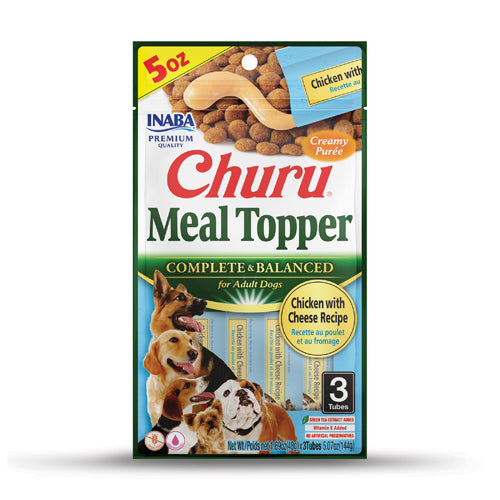 Inaba Churu Meal Topper for Dogs Chicken with Cheese Recipe – front of package (official image)