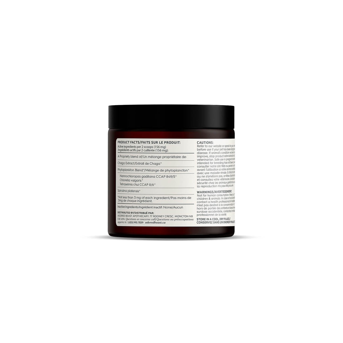 Adored Beast Vital Defense bottle side label