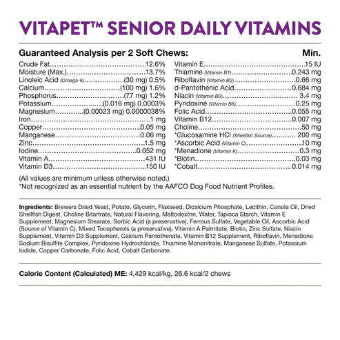 NATURVET Soft Chew VitaPet Daily Senior&Glucosamine60CT