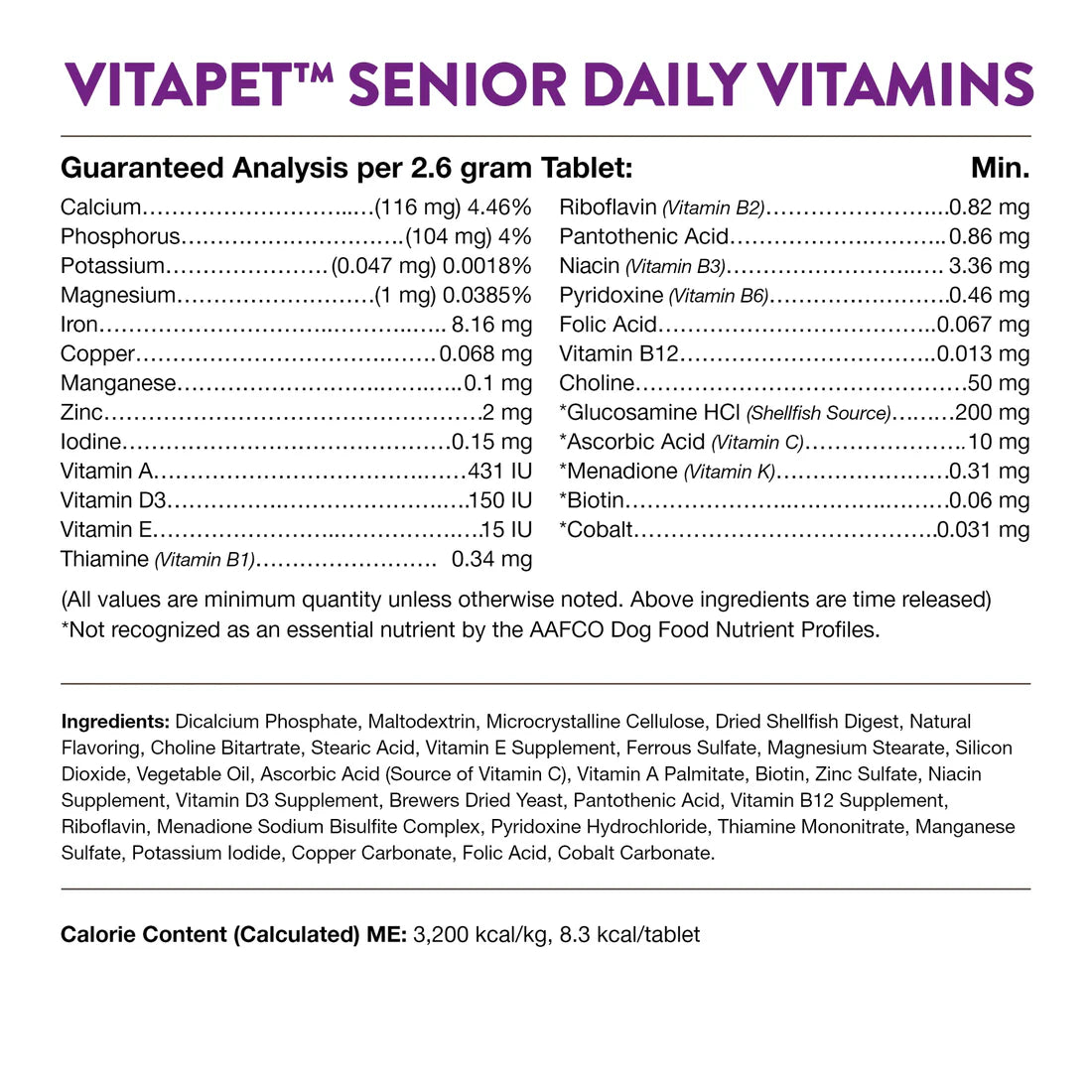 NATURVET VitaPet Daily Vitamin Tabs 60PK | Senior