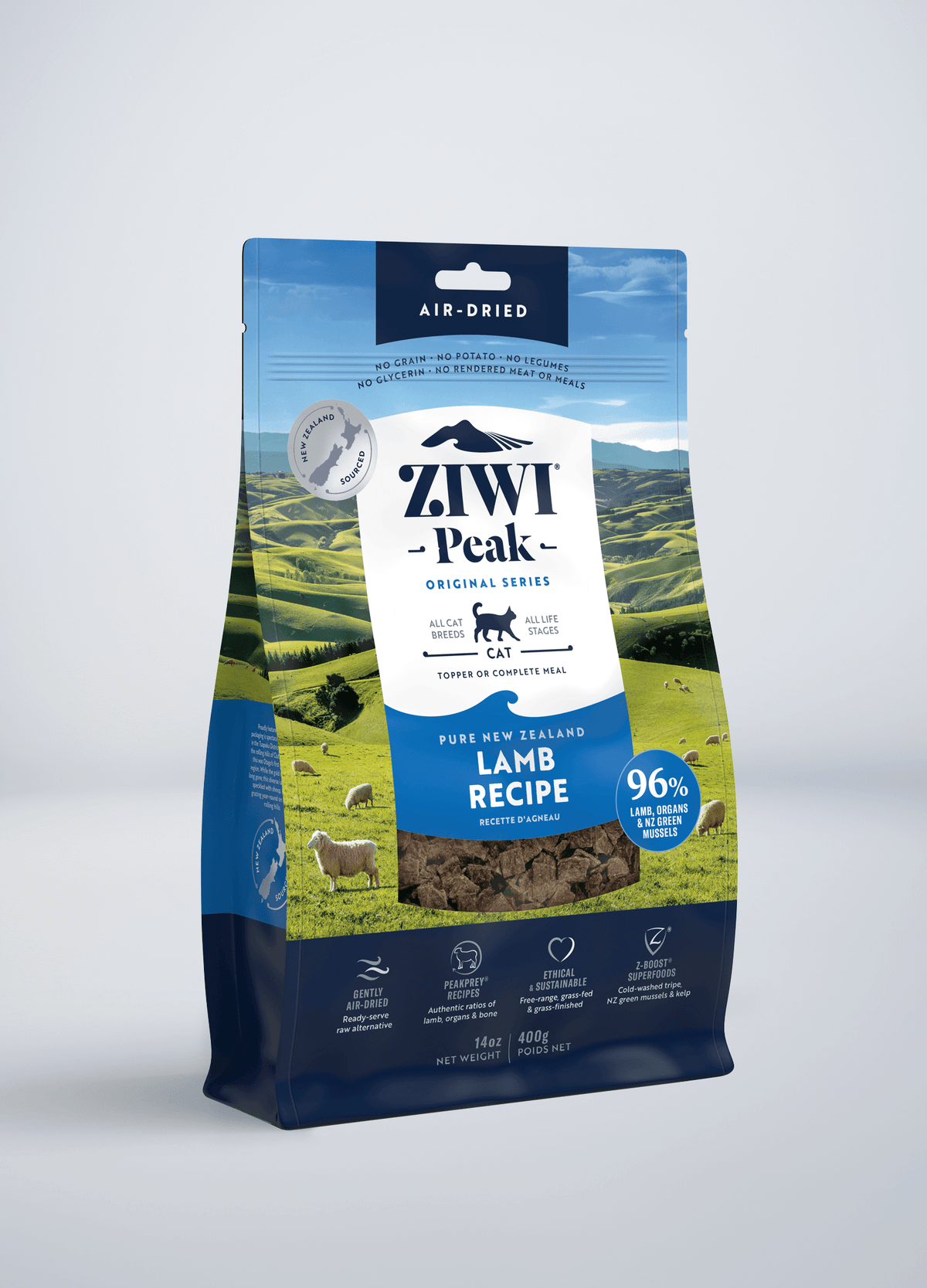 ZIWI Peak Original Air-Dried Lamb Recipe Grain-Free Cat Food – front of pack (official ZIWI image)