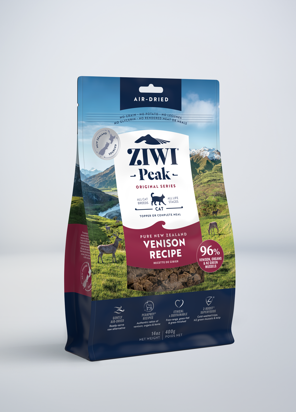ZIWI Peak Original Air-Dried Venison Recipe Grain-Free Cat Food – front of pack (official ZIWI image)