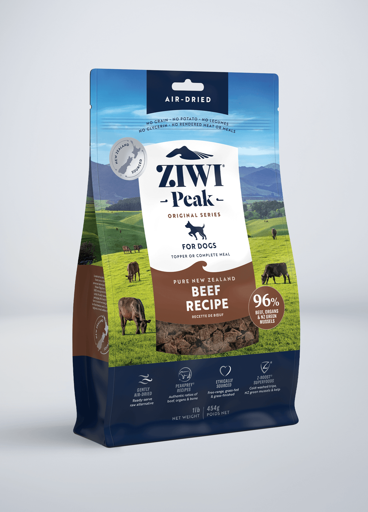 ZIWI Peak Original Air-Dried Beef Recipe Grain-Free Dog Food – front of pack (official ZIWI image)