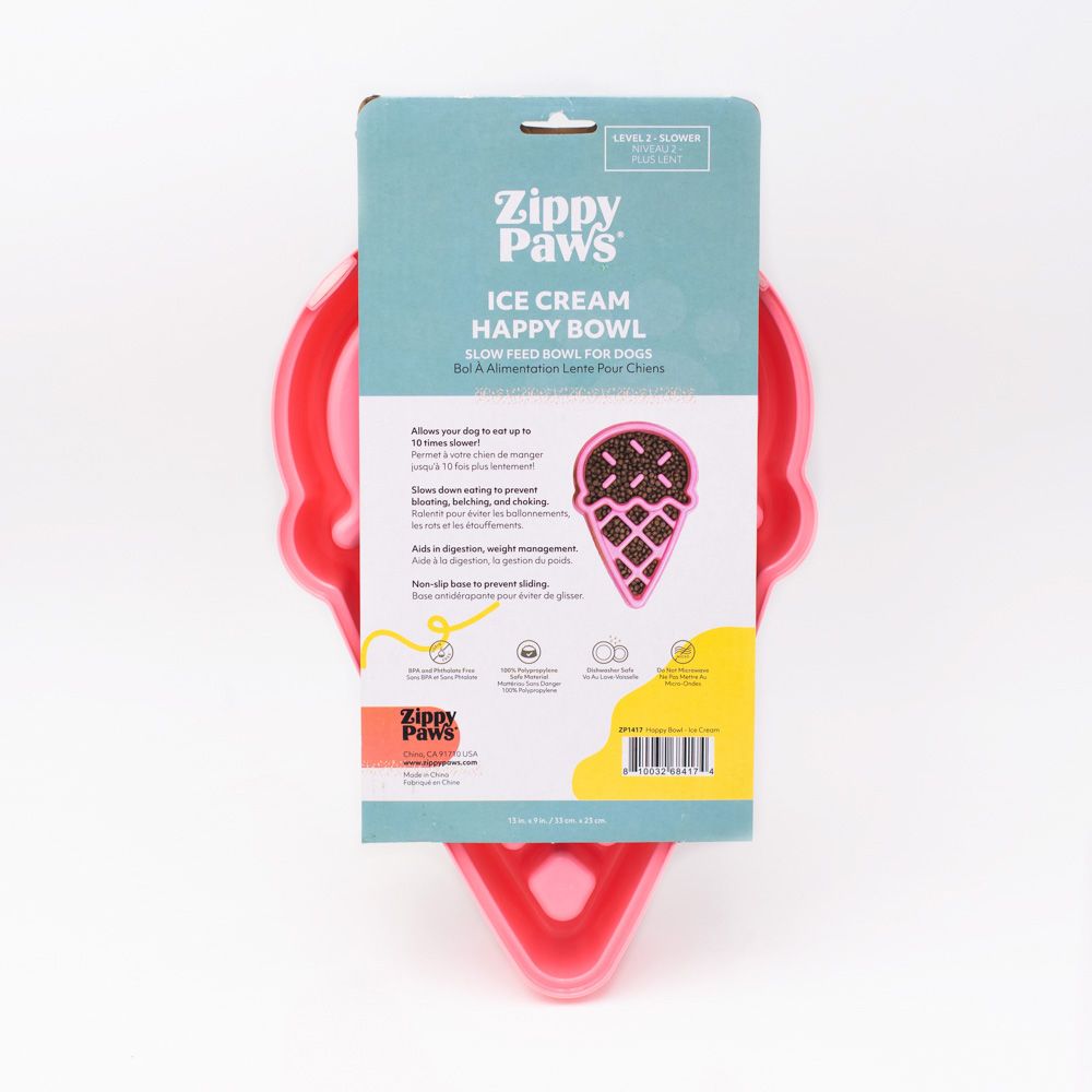 ZippyPaws Happy Bowl Ice Cream slow feeder in use