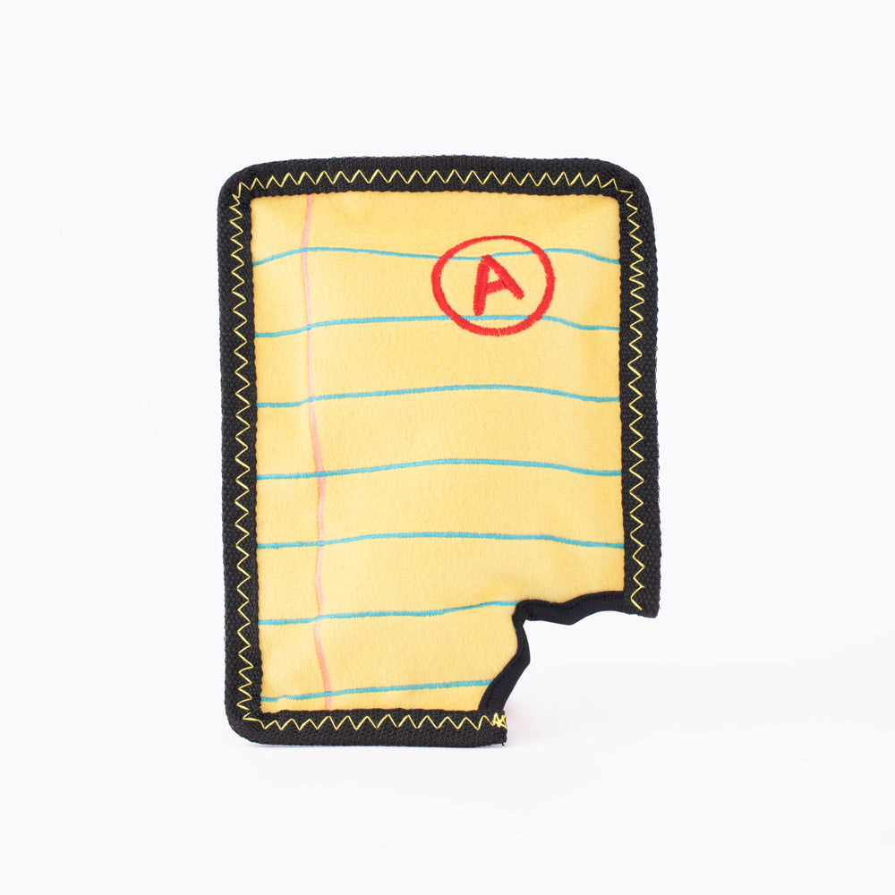 ZippyPaws Z-Stitch Yellow Notepad dog toy