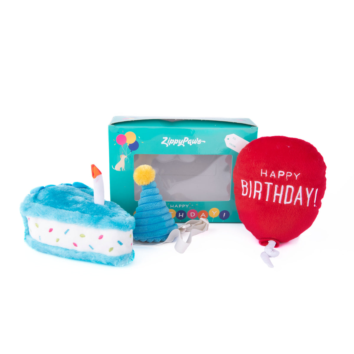 ZippyPaws Pup Birthday Box contents