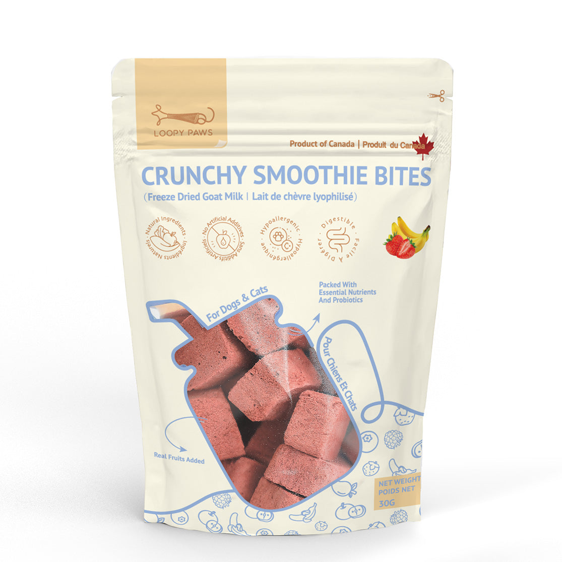 Loopy Paws Crunchy Smoothie Bites Strawberry & Banana (official image)