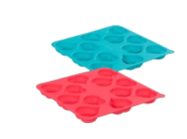 MESSY MUTTS 2 Pack Silicone Bake & Freeze Treat Making Mold, 12 x 1 oz Heart Shape (MM083BR)