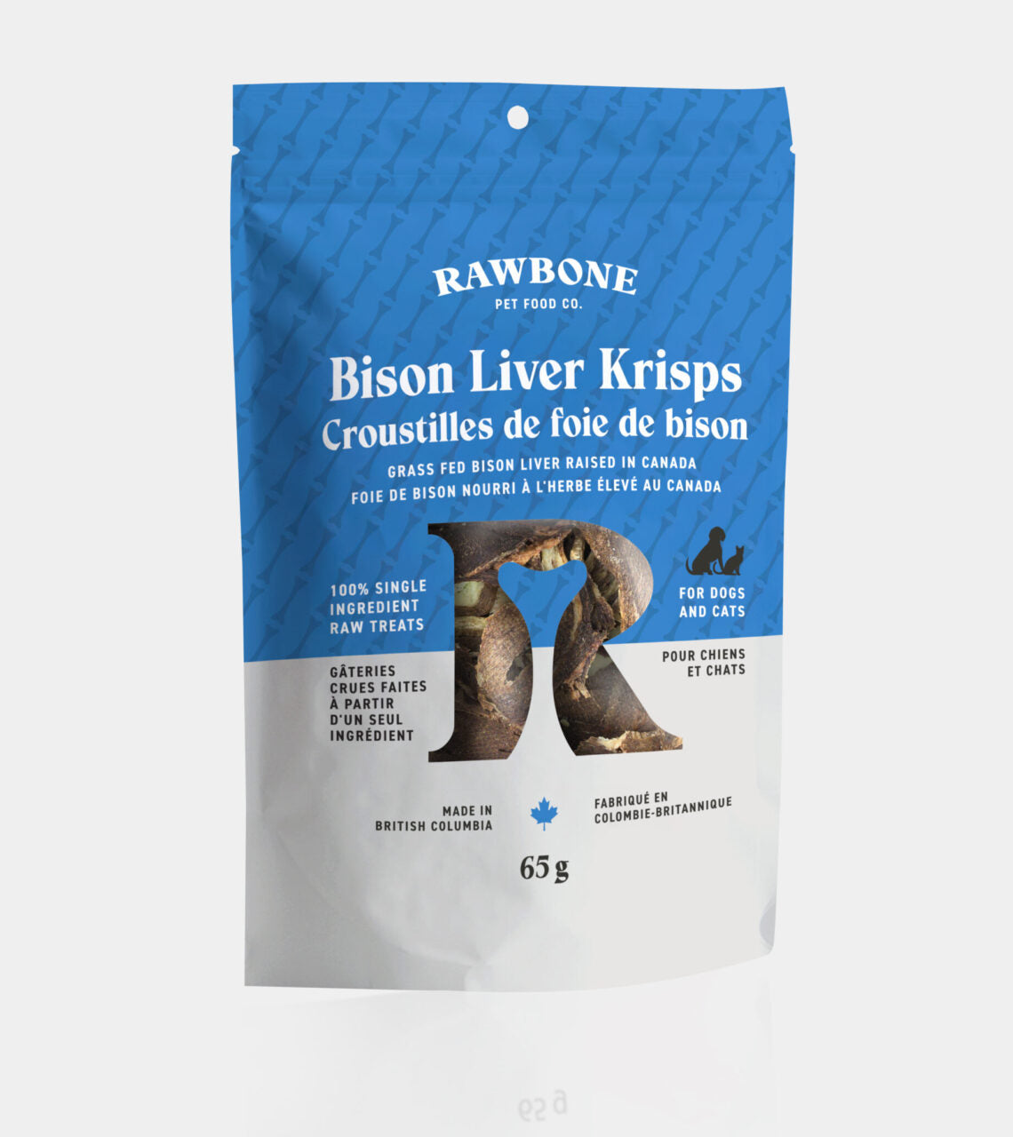 Rawbone Bison Liver Krisps 65 g front of package