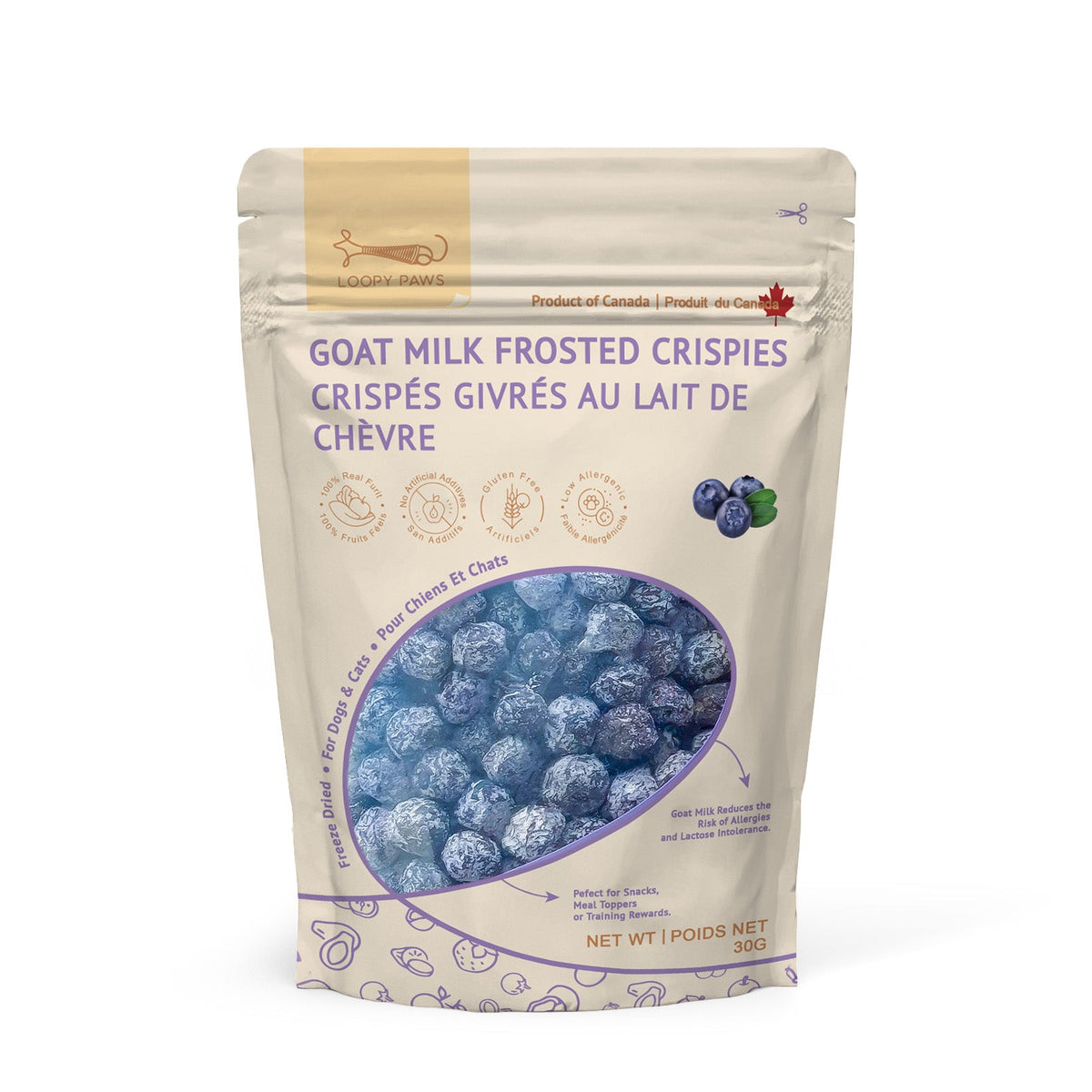 Loopy Paws Goat Milk Frosted Crispies Blueberry (official image)