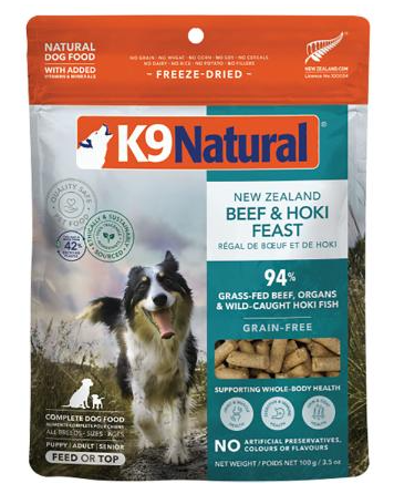 K9 Natural Dog Freeze-Dried Hoki & Beef 3.5oz