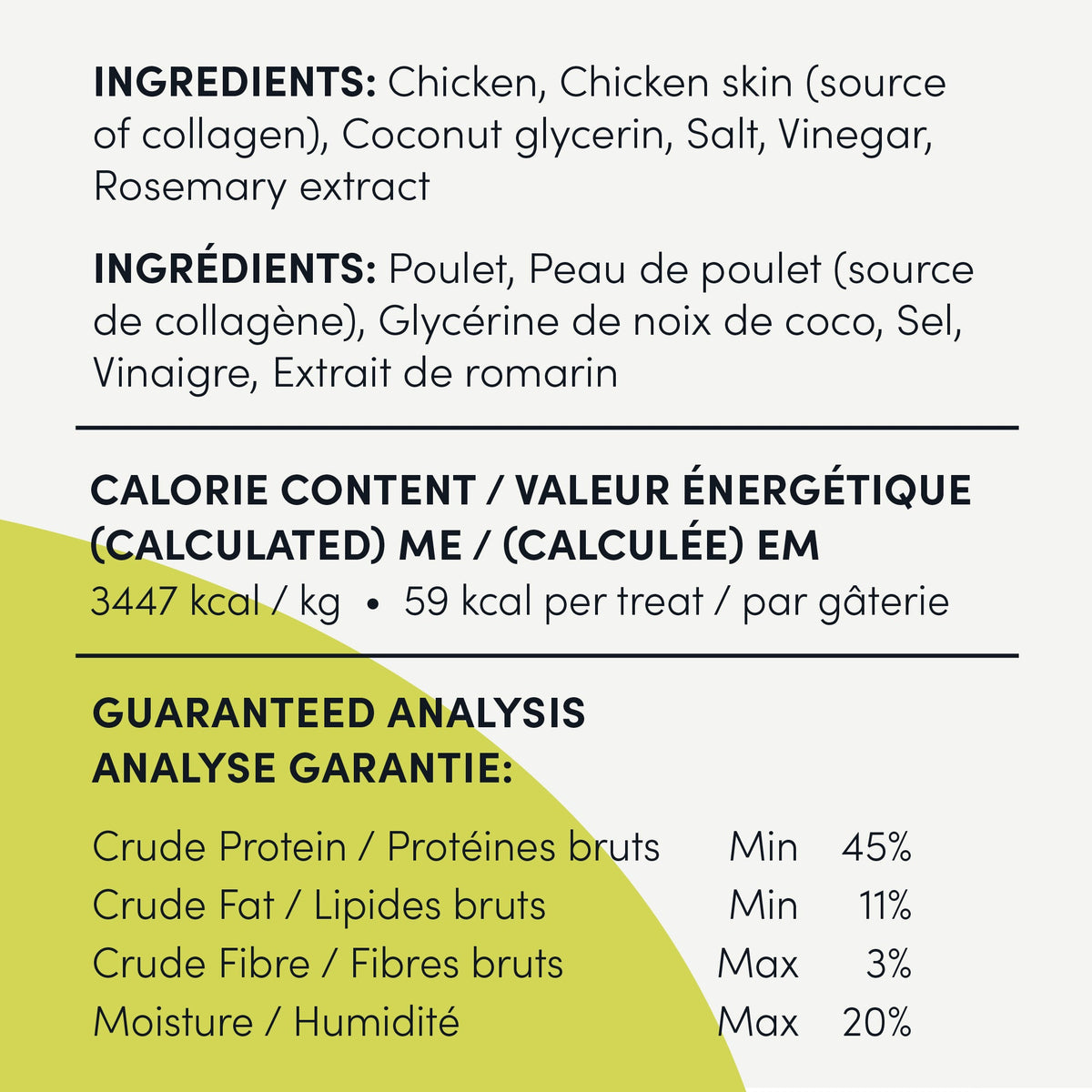 Crumps' Naturals Chicken Collagen Jerky — official manufacturer ingredients and guaranteed analysis