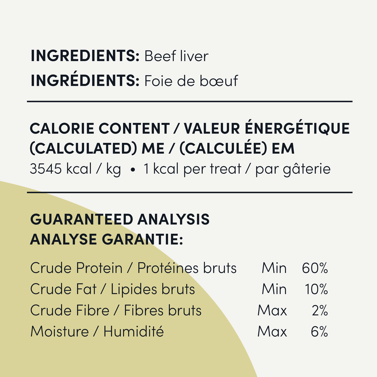 Crumps' Naturals Mini Trainers Beef Liver — manufacturer ingredients, calories and guaranteed analysis