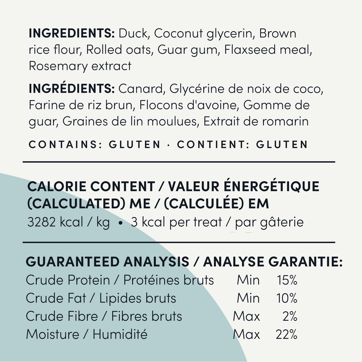 Crumps' Naturals Mini Trainers Semi-Moist Duck — official ingredients, gluten declaration and nutrition